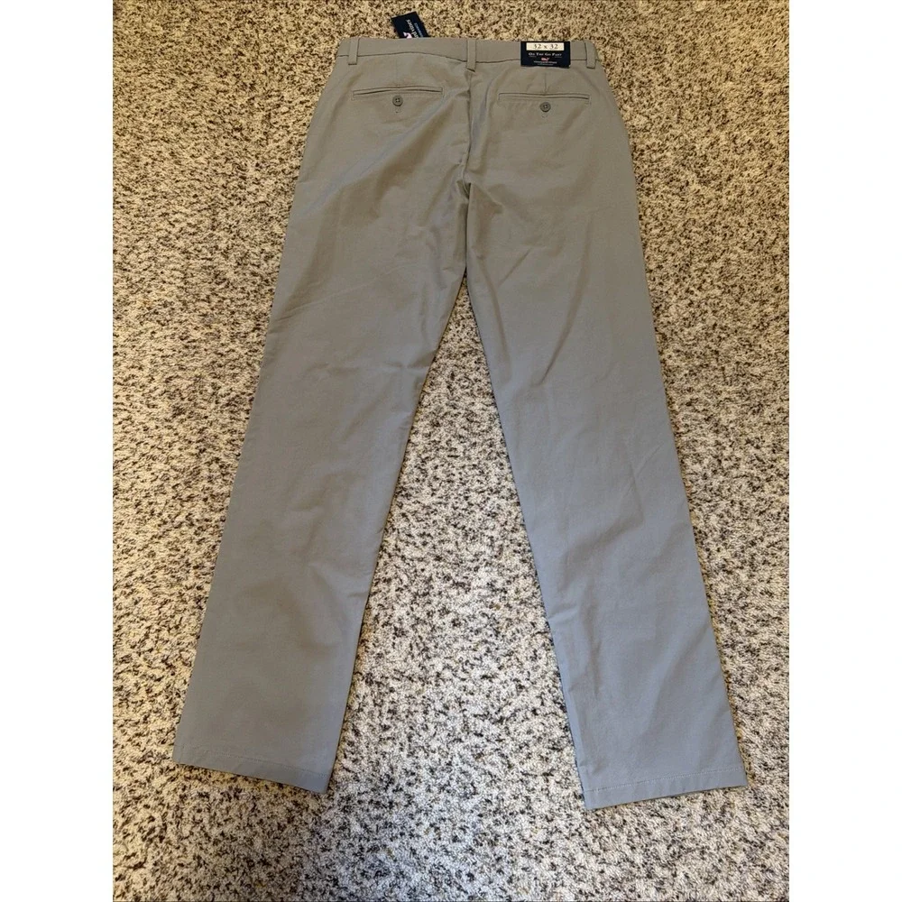 Vineyard Vines Performance New Mens Light Gray‎ Pant Sz 32x32 Elastic Waist Slim